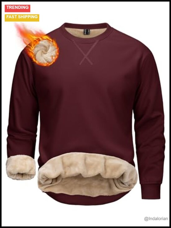 Other - Men's Sherpa Lined Fleece Pullover Sweatshirt Heavyweight Winter